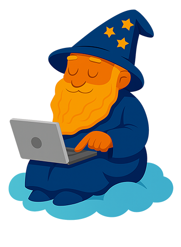 Wizard with computer